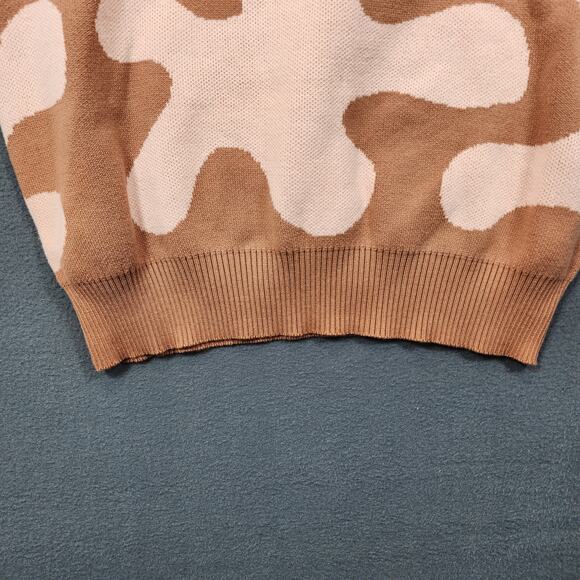 Pacsun Womens Sweater Small Pink Brown Camo Abstract Crewneck Stretch Preppy - Picture 10 of 15